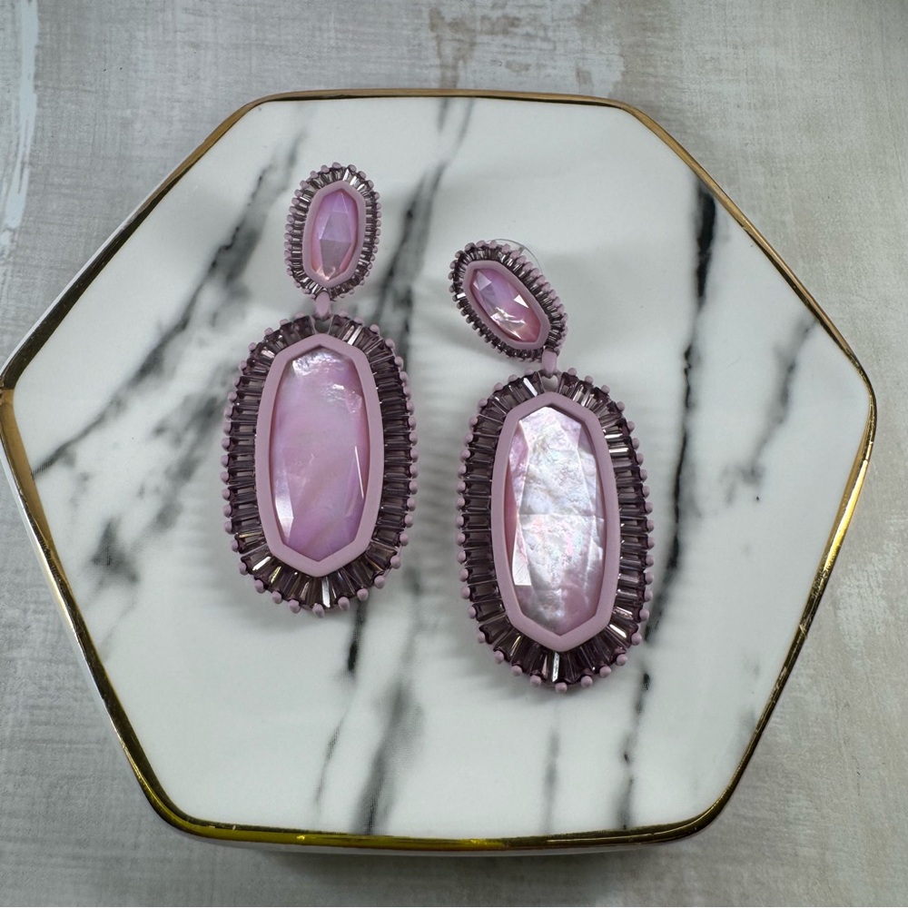 *RARE + RETIRED* Kendra Scott Kaki Matte Purple Mother of Pearl Beaded Earrings